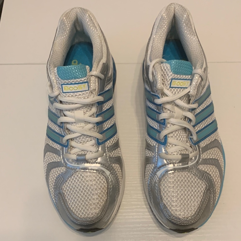 adidas Women's Silver White Teal Athletic Shoes
